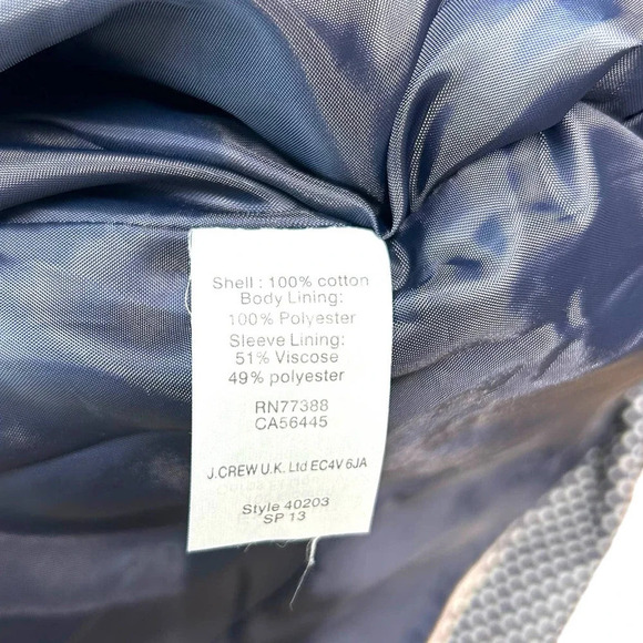 J. Crew Indigo Dot Schoolboy Blazer Navy Blue Polka Dot Size 4 - Picture 8 of 9